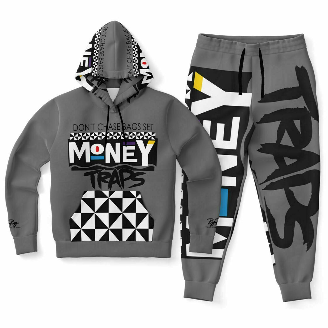 Gray - Martin Styled Hoodie & Jogger - AOP