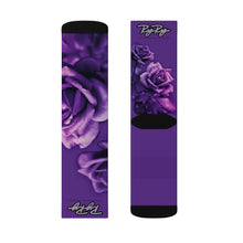 Load image into Gallery viewer, &quot;Purple Roses&quot; Purple Sublimation socks
