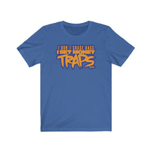 Load image into Gallery viewer, &quot;MoneyTraps&quot; Blue/Orange Text Short Sleeve Tee
