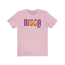 Load image into Gallery viewer, &quot;Iowa Nigga&quot; Purple/Gold Text Short Sleeve Tee
