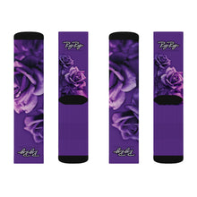 Load image into Gallery viewer, &quot;Purple Roses&quot; Purple Sublimation socks
