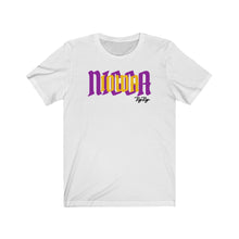 Load image into Gallery viewer, &quot;Iowa Nigga&quot; Purple/Gold Text Short Sleeve Tee
