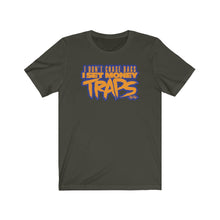 Load image into Gallery viewer, &quot;MoneyTraps&quot; Blue/Orange Text Short Sleeve Tee
