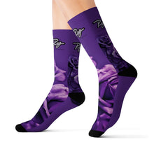 Load image into Gallery viewer, &quot;Purple Roses&quot; Purple Sublimation socks
