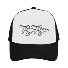 Load image into Gallery viewer, &quot;Outline&quot; blk/white trucker Hat
