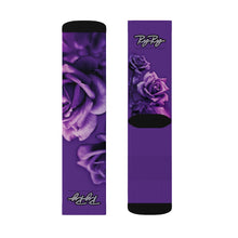 Load image into Gallery viewer, &quot;Purple Roses&quot; Purple Sublimation socks
